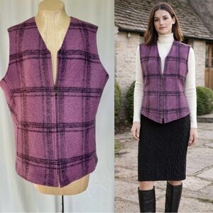 Lana Lee Purple Wool Plaid Vest - 16